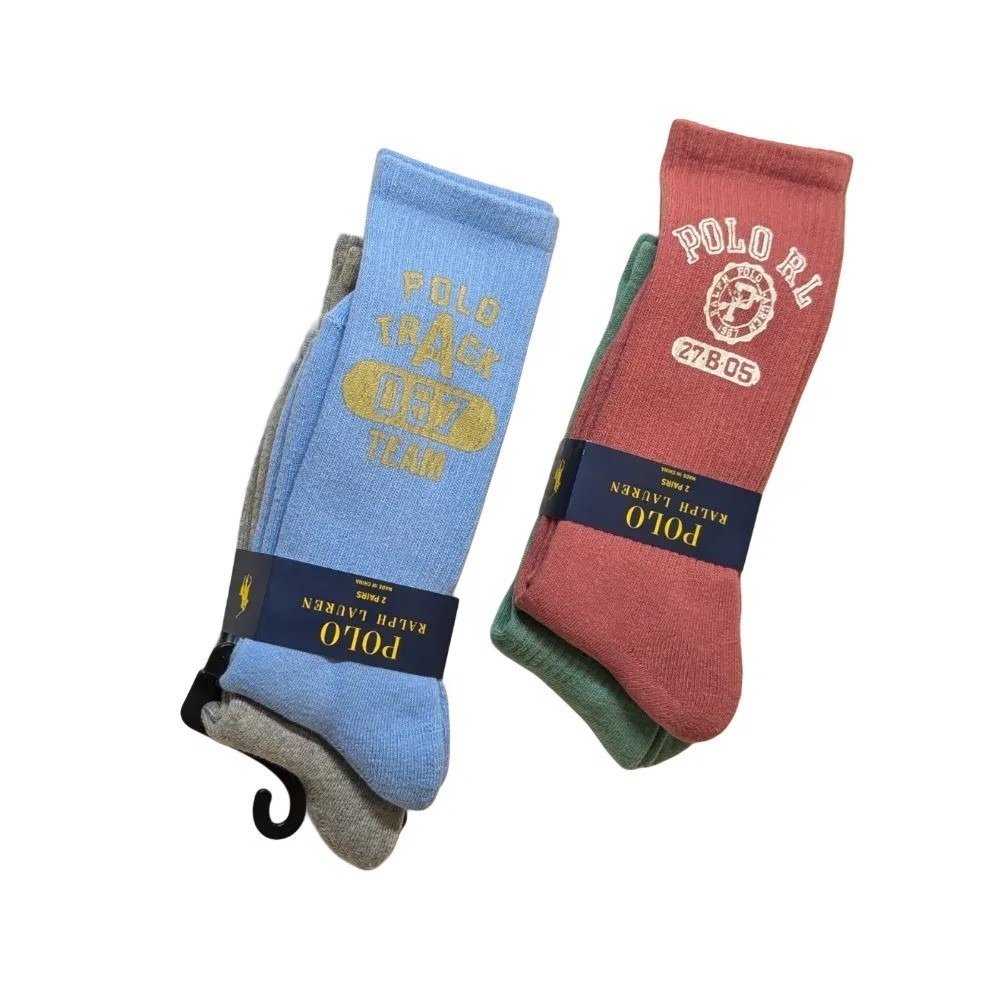 Polo Ralph Lauren Mens 4 Pair Crew Socks Collegiate Varsity Sz 10-13 NWT